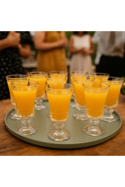 Elegant ribbed glass serving glasses with a base – 11 cm tall | 12-piece set for luxurious hospitality 🥂✨