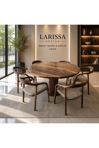 larissa design MASA TAKIMI 6 KİŞİLİK (CEVİZ AĞAÇ MASA GÜRGEN/KAYIN