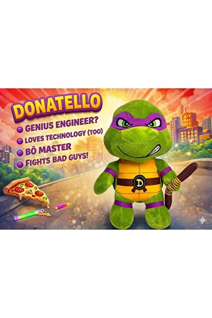 SCOWETTO 30 cm Ninja Kaplumbağa Peluş Oyuncak – Donatello