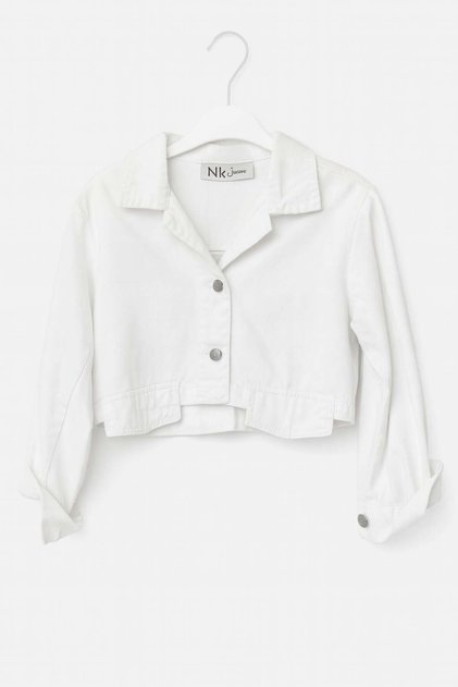 Nk girl's long sleeve crop cut jacket 9-14 years white