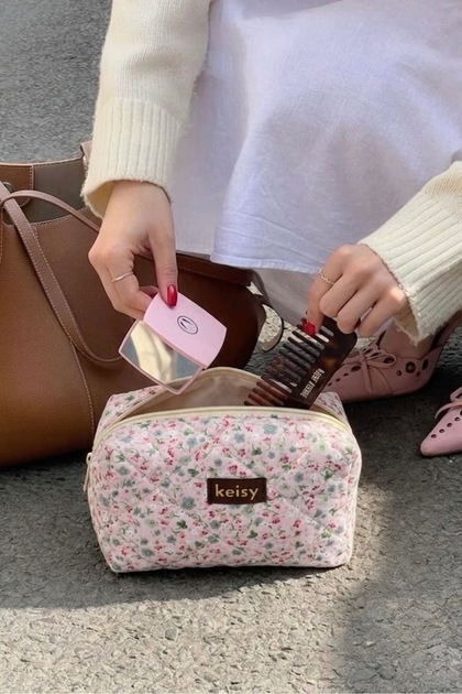 Patterned Puffy Makeup Bag