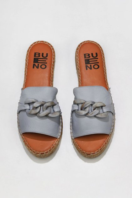 Blue Leather Women Espadrilles Slipper 01Ws1821