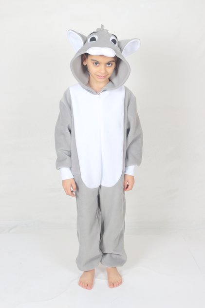 Unisex Çocuk Gri Kedi Tom Kostümü Hayvan Kostümü