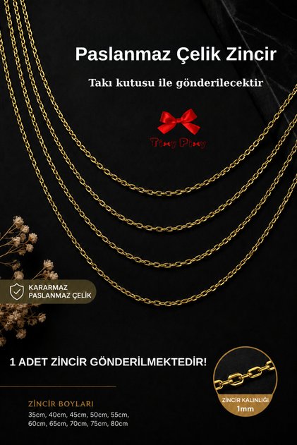 316L Stainless Steel Gold Forse Chain Necklace 1mm Non-Tarnish Adjustable Sizes 35-80 cm