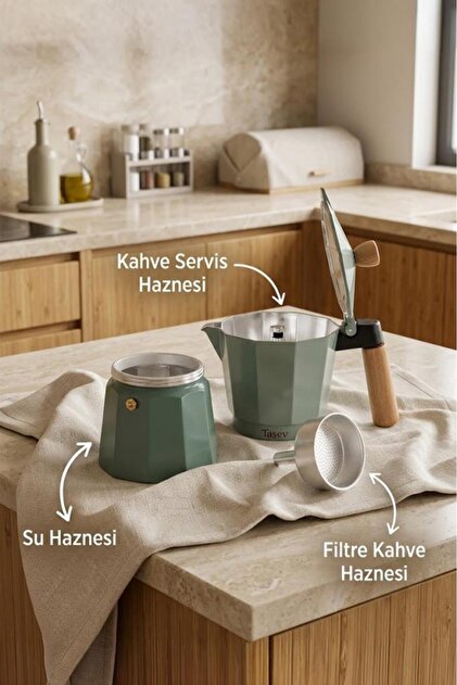 Taşev Bambum Garen Moka Pot 9 Fincan Su Yeşili - Fiyatı, Yorumları
