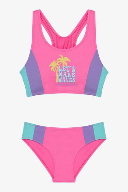 Lila Genç Kız Paradise Halter Yaka Bikini Takımı