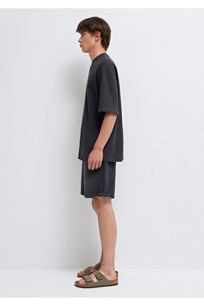 Mavi Textured Anthracite Basic T-Shirt Oversize / Wide Cut 0613665