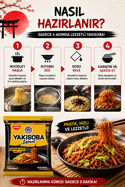 Nissin Noodles NİSSİN YAKİSOBA NOODLE JAPON SOS 83G *20 ADET 1660