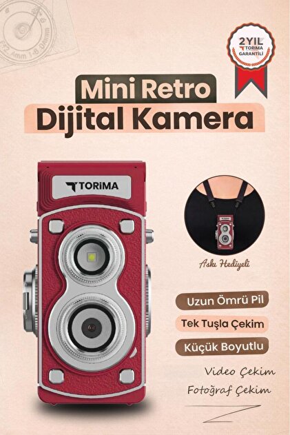 Torima Mini Retro Dijital Fotoğraf Makinesi Video Kamera 1080P