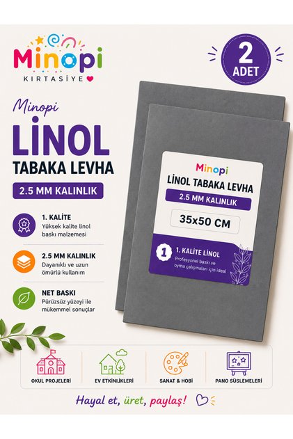 (2 Pieces) Linoleum Sheet 2.5 mm 35X50 Size 1St Grade Quality Linol Gray