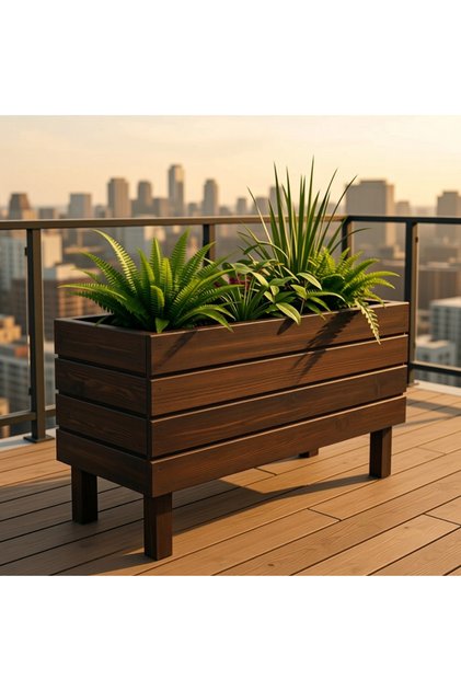 Ahşap Saksı Dekoratif Dış Mekan Çiçeklik Hazır Kurulu 100x50x30