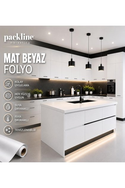 Matte White Adhesive Foil Kitchen Cabinet and Furniture Covering Foil 30cm X 5Mt
