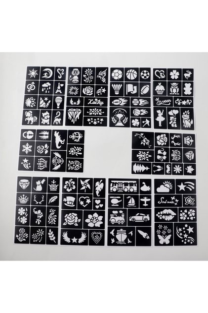 Atlas Yt1002 Temporary Tattoo Stencil Templates Set Reusable DIY Painting for Face and Body Art, Chr