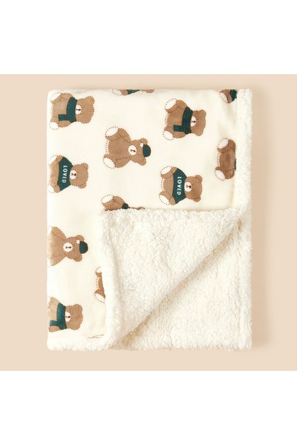 75X100CM green bear Winter Baby Blanket Fleece Warm Quilt for Newborn Bedding Baby Swaddle Wrap Flan