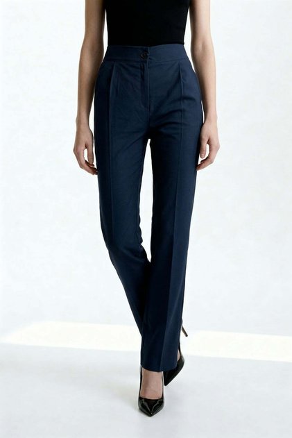 Straight/Straight Cut Woven Fabric Pants