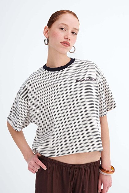Addax Çizgili Kısa Kollu T-shirt P10675 - Fiyatı, Yorumları