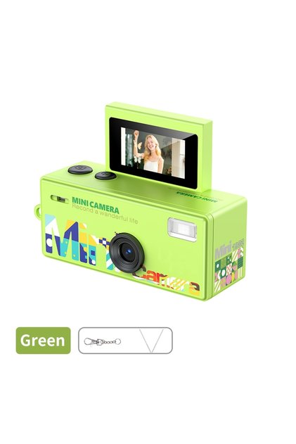 NO Card Green Ourlife Digital Camera 180° Flip Screen Selfile Keychain Camera Retro Support Memory C