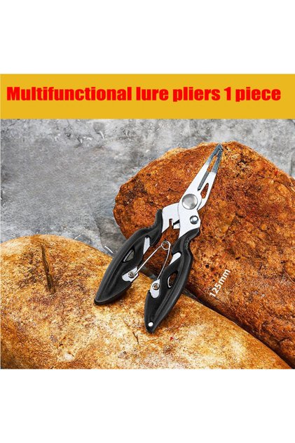 Black 1 piece Multifunctional Curved Mouth Road Sub Pliers Cutting Lines Uncoupling Fish Hooks Openi