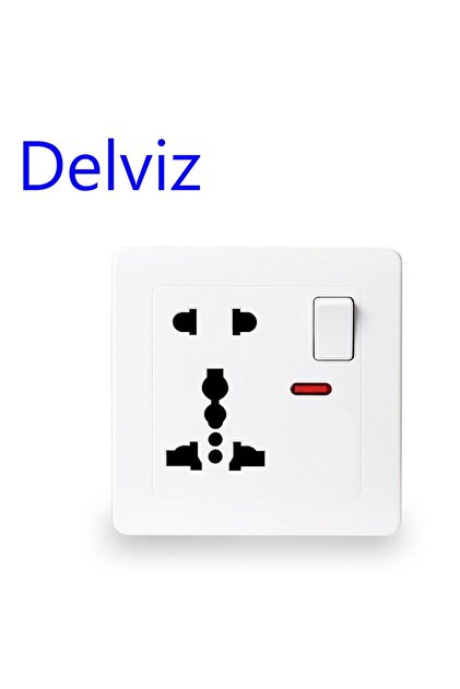 110-250V white Delviz Wall Power Socket Panel 13A International Standard Universal 5 Hole Switched C