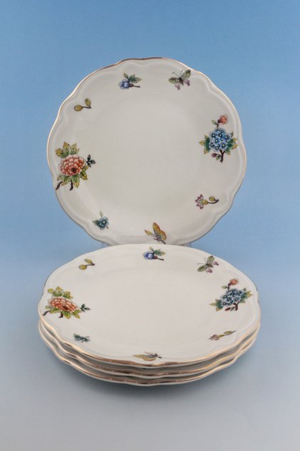 Flower Bouquet Gold Gilded 4 Piece Porcelain Cake Plate