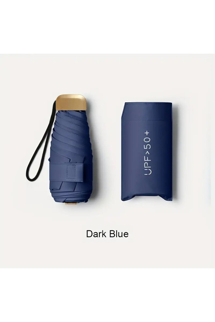 Iron 6K Navy Blue Ultra-Light UV Protection Umbrella - Compact, Foldable Design with Stainless Steel