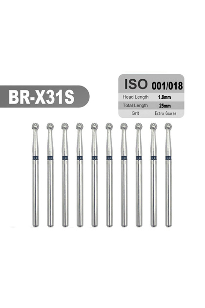 BR-X31S 10pcs Dental High Speed Diamond Burs Dentistry Cavity Preparation/Crown Preparation Use on F