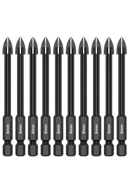 6mm 10pcs 5pcs/10pcs Cross Hex Drill Bit Set For Tile Porcelain Glass Mirror Multifunction Tile Porc