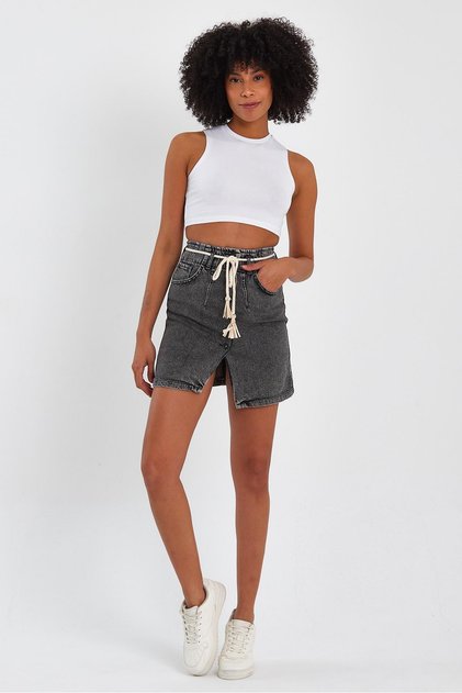 Special Collection Denim Skirt with Button Detail (Ag-2010G)