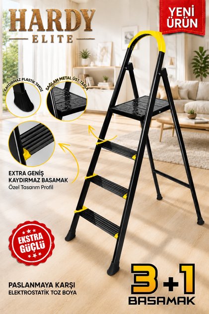 Hardy 3+1 Basamaklı Özel Tasarım Hafif Merdiven