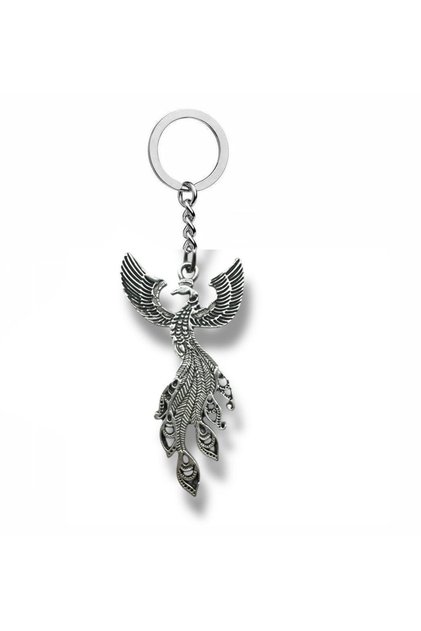 Phoenix Soul – Unisex Metal Keychain with Emerald Bird Figure
