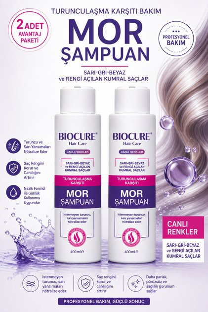 Anti-Orange Purple Shampoo / for Yellow-Grey-Opening Auburn Hair 400 Ml. X 2 Pieces