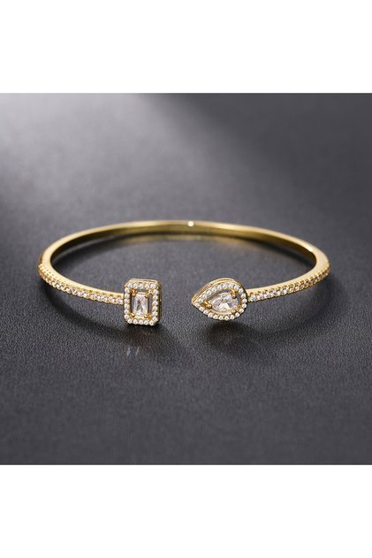 XL805 Huitan Luxury Green/White/Blue Cubic Zirconia Cuff Bracelet Bangle for Women Good Quality Fema