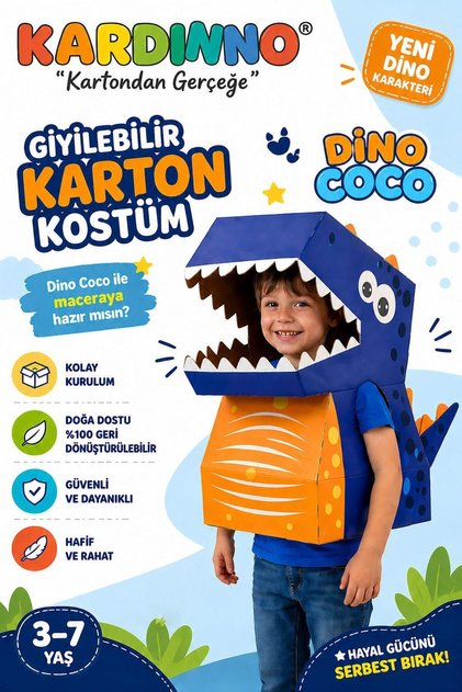 Dino Coco Educational Toy Cardboard Wearable Children's Costume Activity Party Costume