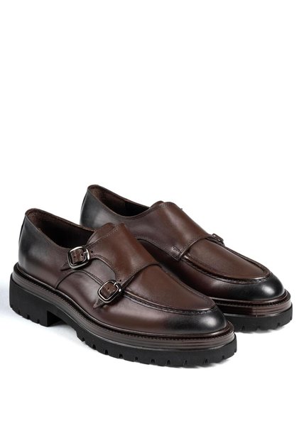Italian Style Internal and External Natural Leather Men's Shoes 056-3 Brown T14598
