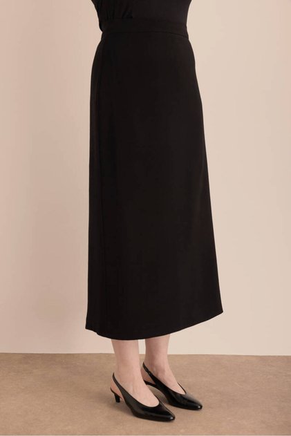 Black Pencil Skirt with Elastic Waist