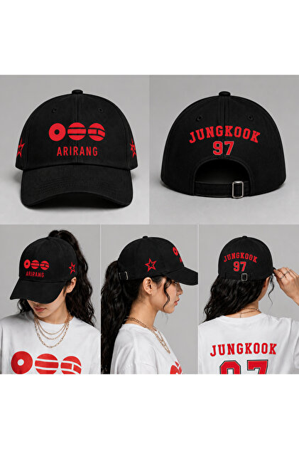 barsdepo BTS Baskılı Tişört Şapka Hediyeli , Oversize Unisex