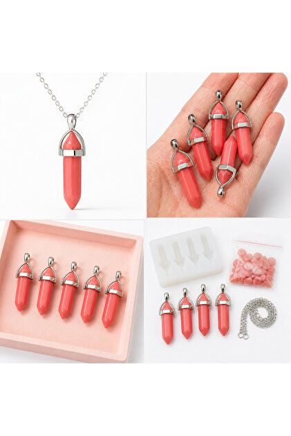 Rose Quartz Studded Natural Stone Pendant Also Used as Pendulum & Pendant