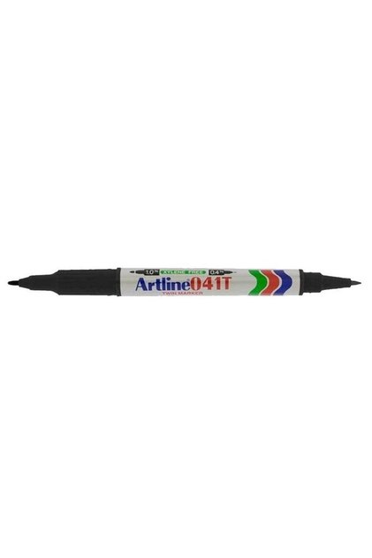Marker 041T, corp plastic, 2 capete, varfuri rotunde 0.4mm/1.0mm - negru