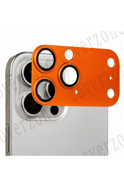 Compatible with iPhone 14 Pro Max 17 Pro Max View Lens Protection Metal Frame Easy to Install Orange