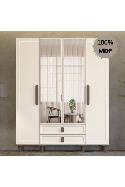 Manolya 4 Kapak Mdf Ayaklı Tasarım Gardırop