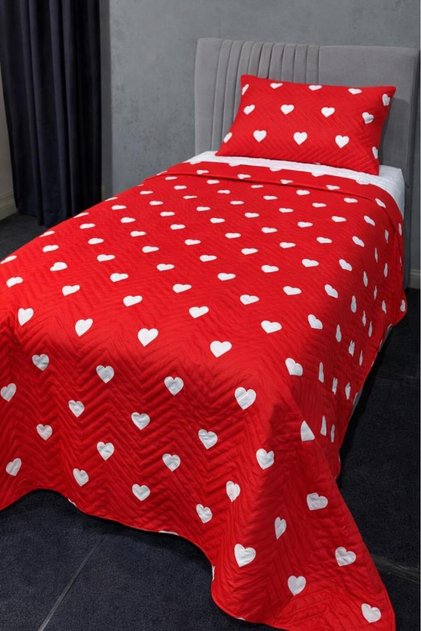 Ultrasonic Quilted Leman Single Pique Set 160X235 cm Red