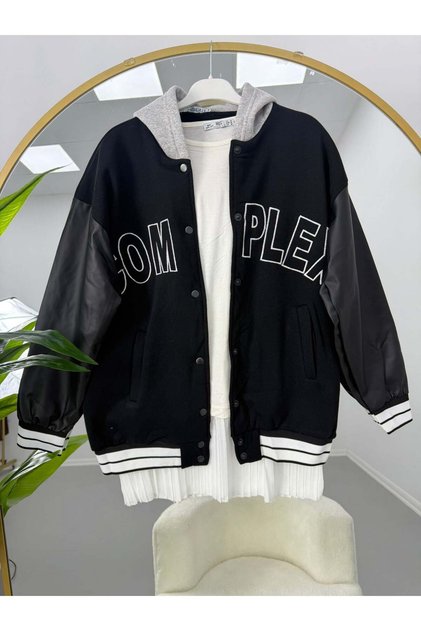 Leather-Paneled College Jacket