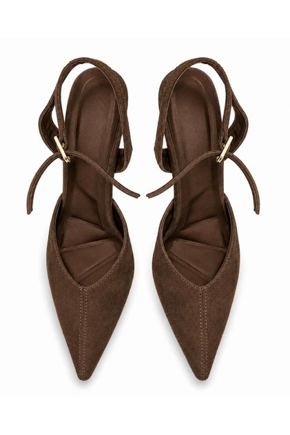Women's Brown Suede Heels with Pointed Stiletto Heels 1888