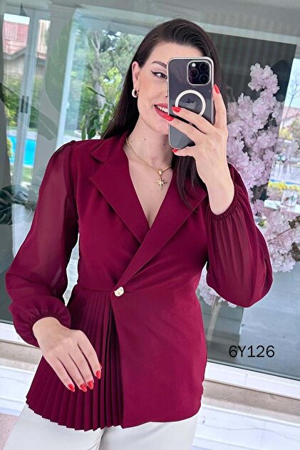 Pleated Chiffon Sleeve Double Jacket 6Y126