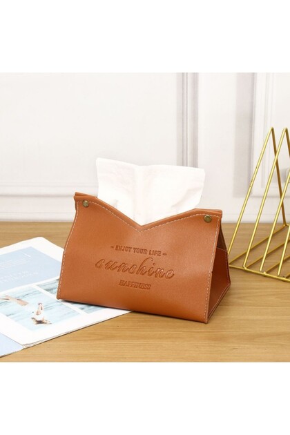 Brown Solid Color Leather Tissue Box Multi-Purpose Napkin Storage for Living Room Dining Room Enviro