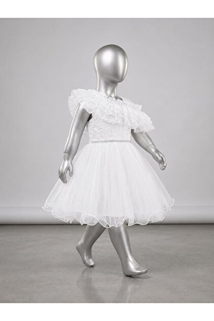 Girl's Layered Tulle Princess Wedding Dress Evening Gown with Bow on the Back-Aby-0050 Plus