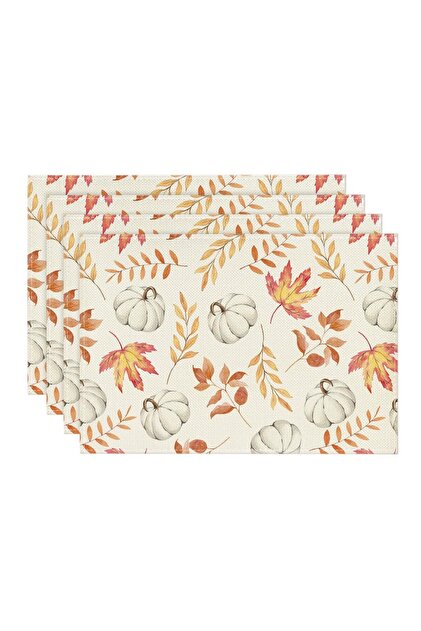 Set de 4 suporturi de masă, cu design dovleac și frunze de arțar, 30x45 cm