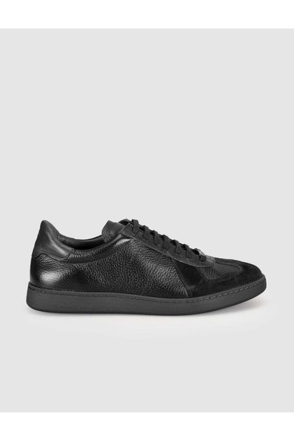 Genuine Calf Leather Black Suede Men's Sneaker Shoes
