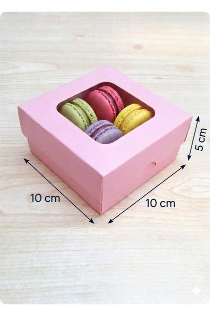 Düz Pembe 10x10x5 cm lüx demonte pencereli hediye kutusu 5 adet