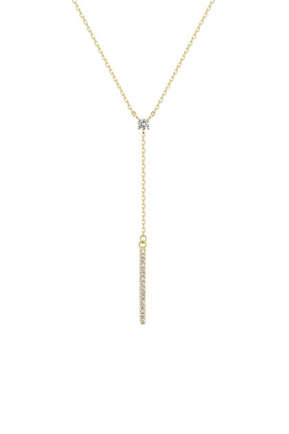 Lanț Argint Paved Baguette M Argint placat cu aur galben / Zircon / Alb
